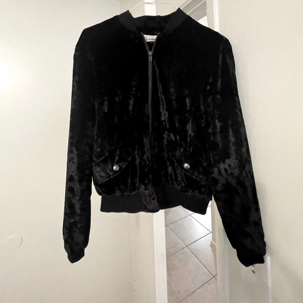 Black velvet bomber jacket
